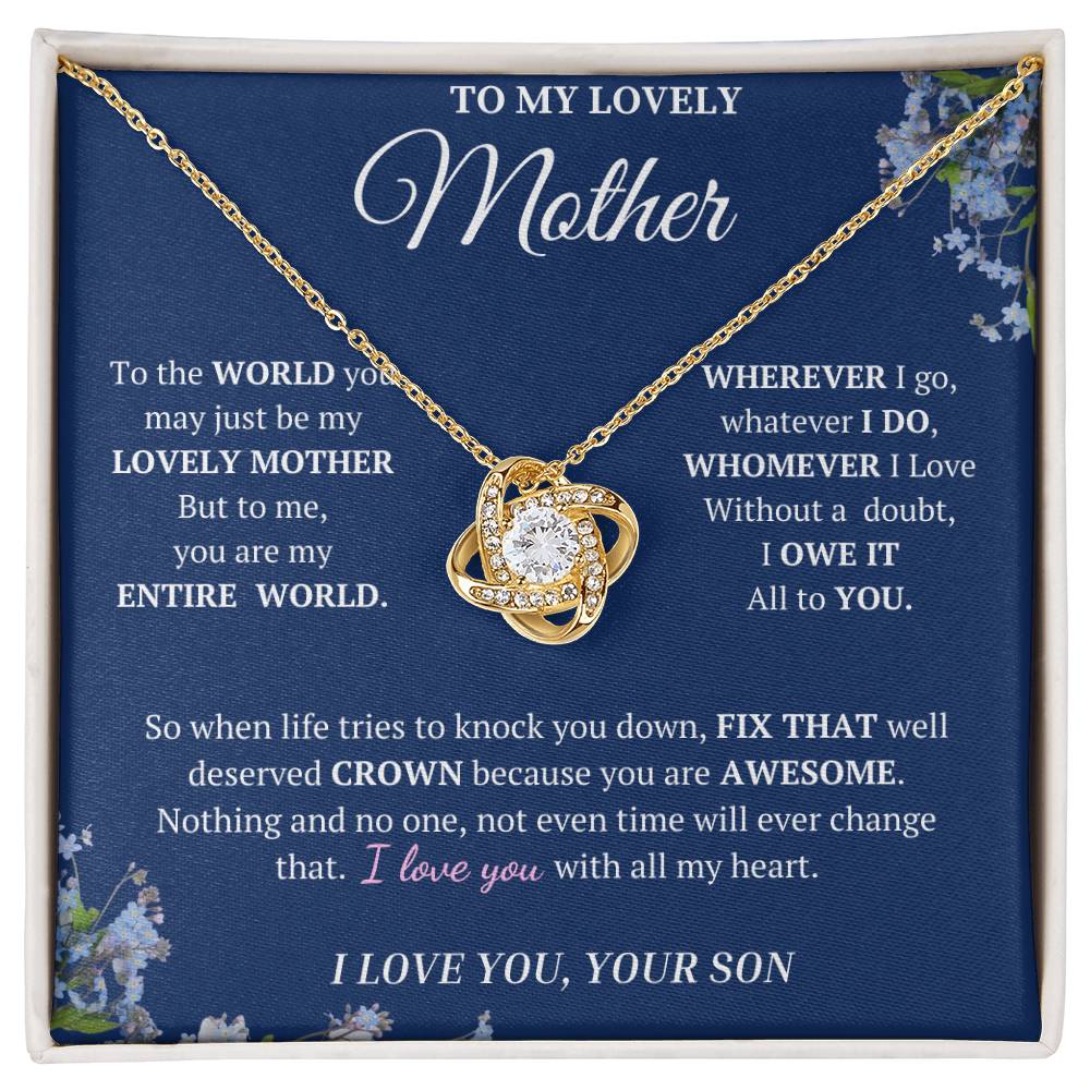 To My Lovely Mother:You Are My Entire World- Love, Your Son