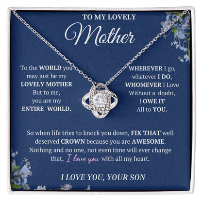 To My Lovely Mother:You Are My Entire World- Love, Your Son